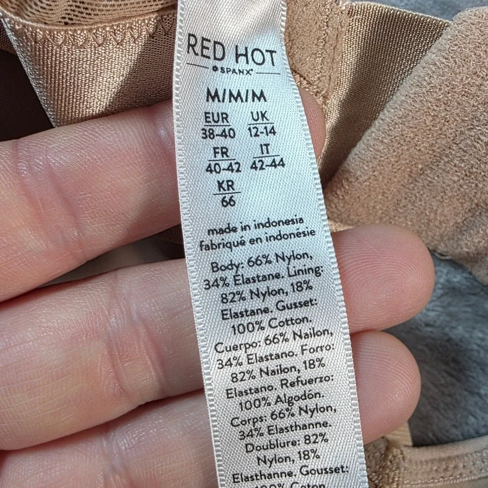 Red Hot Spanx Strapless Cupped Bodysuit Women Medium Beige Shaping Shapewear NWT